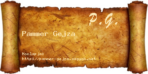 Pammer Gejza névjegykártya